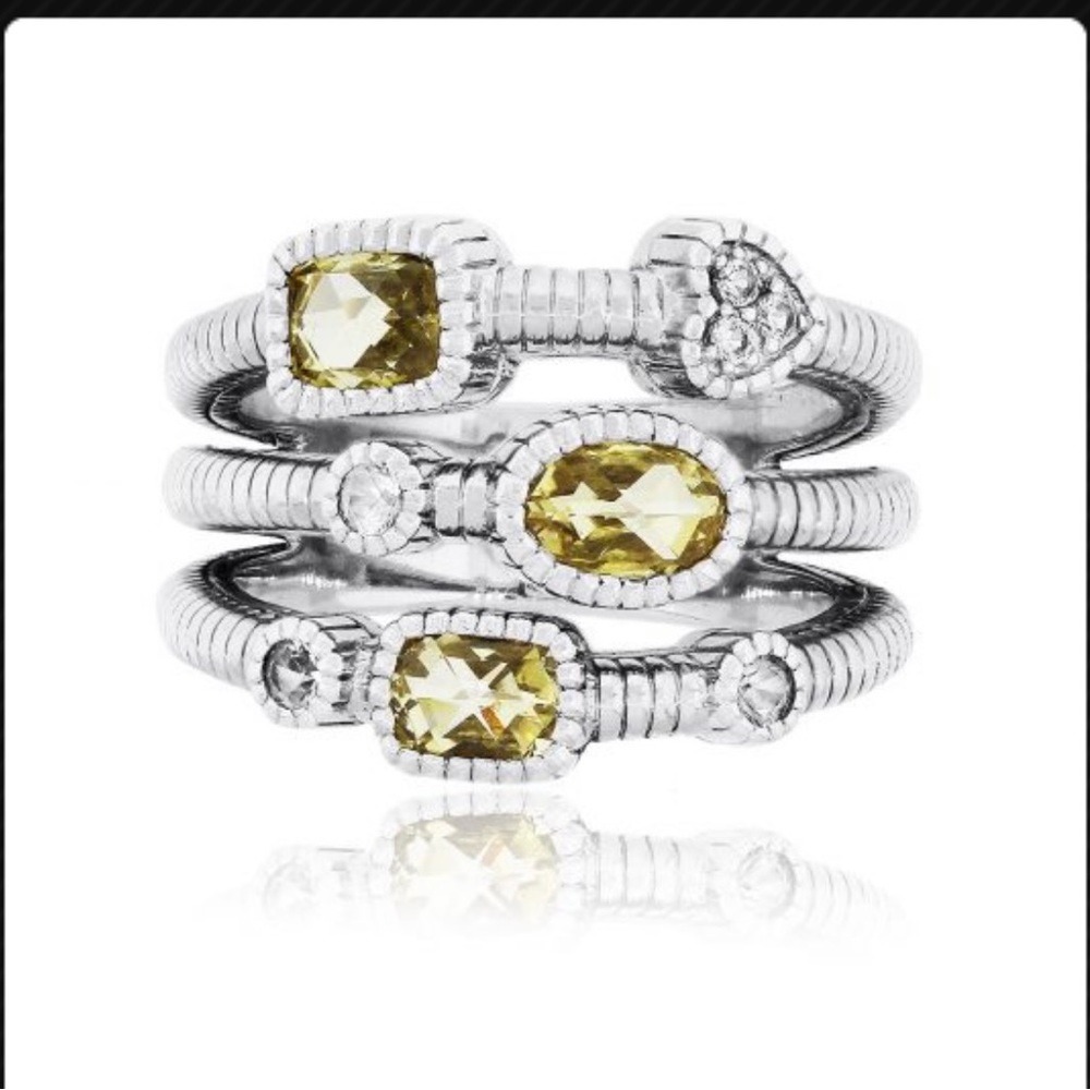 Judith Ripka Sterling Silver Three Row Band